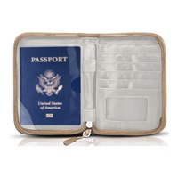 Pochette anti-RFID OEM pour passeport avec fermeture éclair et fenêtre transparente pour documents et cartes de voyage