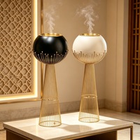 Brûleur d'encens sphérique en métal arabe JIN PENG, doré, sur pied, pour la maison, aromathérapie, décoration intérieure