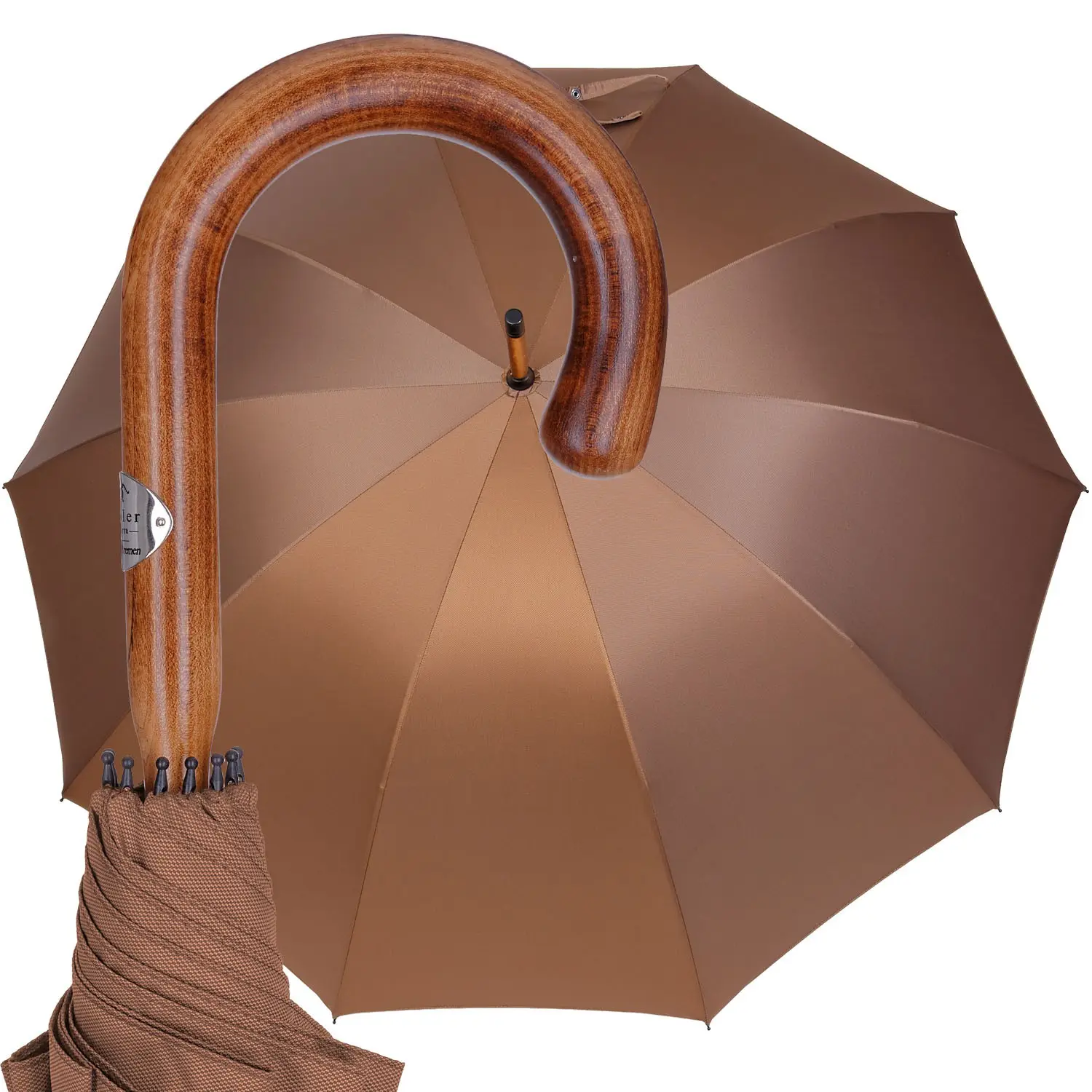 Hotel Werbung Regen schirm klassisch kurve J Holz-Schaft-Griff luxuriöser Stick hölzernes Geschenk-Regenschirm für draußen