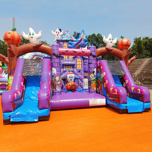 Castillo inflable comercial para niños, con tobogán, para Halloween, con diseño de casa embrujada. - Product Image 2