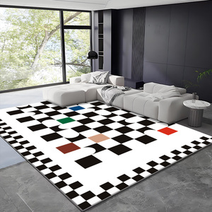 Tapis géométrique moderne à carreaux, imitation cachemire, pour salon, chambre à coucher, H-143, impression personnalisable - Product Image 3