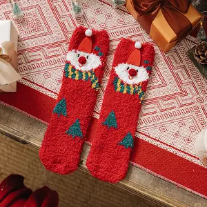 2023 Good price Coral Fleece Thick Warm fuzzy christmas Sock cozy Cute Floor women cartoon socks