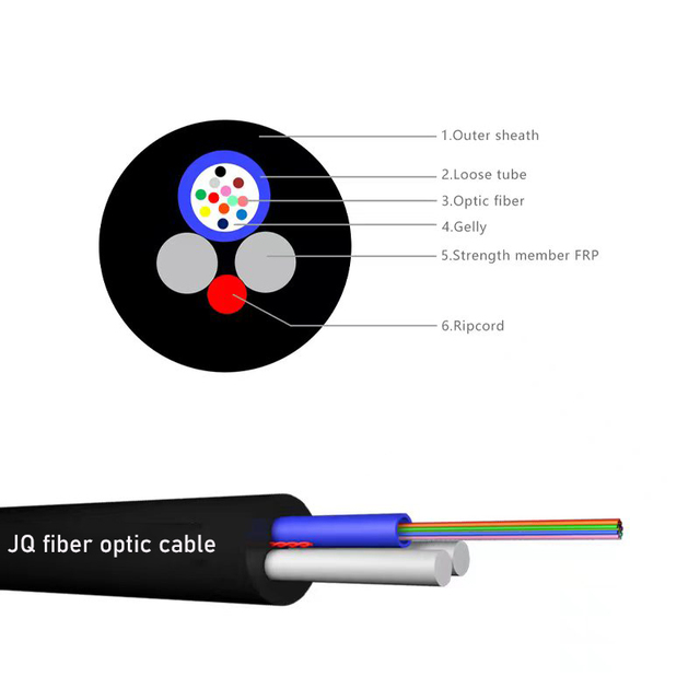ASU G652D 6/8/12-Core Self-Supporting Aerial Outdoor Single-Mode Fiber Optic Cable with LSZH/PE Jacket CE Certified