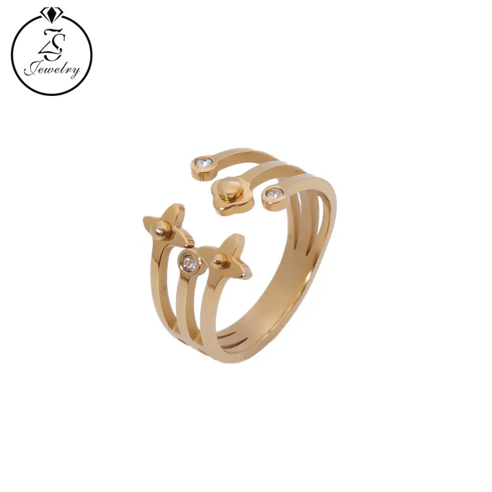 नई डिजाइन महिलाओं उंगली की अंगूठी तीन सामान अंगूठी महिलाओं और पुरुषों के लिए स्टेनलेस स्टील के गहने