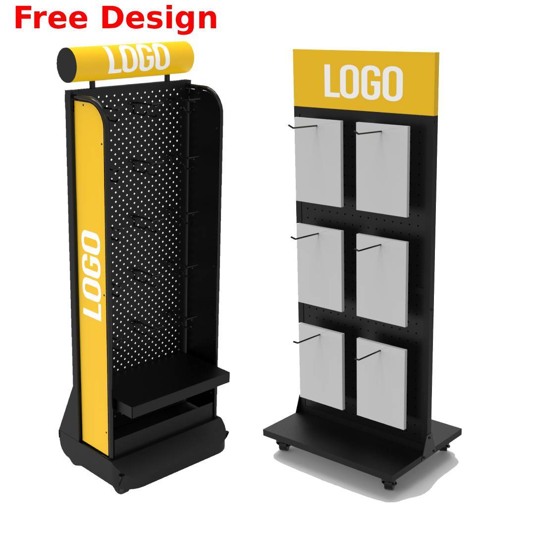 Apache Custom Rolling Metal Pegboard Tool Display Racks for Supermarkets, Hardware Retail Stores and Automotive Showrooms — view 2