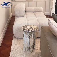 Calacatta Viola Table basse en marbre Socle bas pour salon en marbre Table basse de luxe en pierre naturelle et ronde Table d'appoint