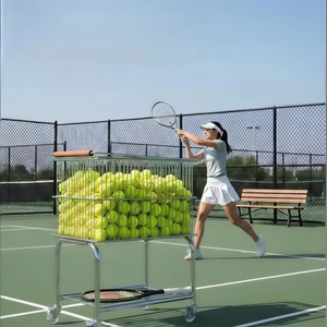 <span class=keywords><strong>Carrello</strong></span> Portapalle da Tennis a Due Livelli <span class=keywords><strong>con</strong></span> <span class=keywords><strong>Ruote</strong></span>, Multifunzionale e Portatile, Capacità 200 Palline, in Gomma, Legno Massello e Carbonio - Product Image 6