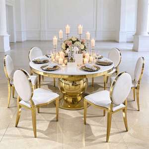 Chaises de salle à manger empilables en métal à dossier rond, en velours rouge royal et or, pour mariages, adultes, événements et salles de bal - Product Image 5