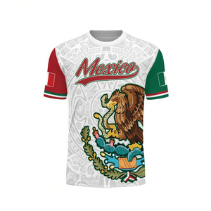 Maglia da Calcio 3D del Messico Personalizzabile con Nome e Numero, Stemma dell'Aquila, Motivo Azteco, Tricolore, Maglia per Tifosi - Product Image 2