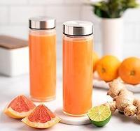 Bouteille d'eau en verre borosilicate à large ouverture avec couvercle rose doré, sans BPA et réutilisable, pour le stockage portable des boissons
