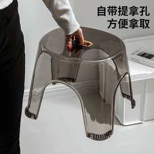 Transparent Plastic <b>Stool</b> Minimalist Design Thickened Durable Home Living Room Furniture Round <b>Seat</b> Childrens Shoe Changing - Product Image 4