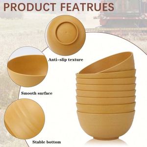 Vaisselle ronde en paille de blé, vente en gros, assiette biodégradable, bol, ensemble de couverts - Product Image 3