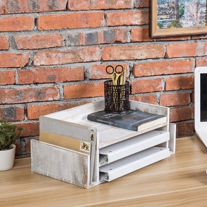 3-Tier lusuh kayu putih dicuci baki dokumen Desktop kantor & Sorter surat - Product Image 2