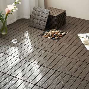 Dalles de sol emboîtables en plastique PP gris gaufré 30x30x2cm, imperméables, pour cour - Product Image 2