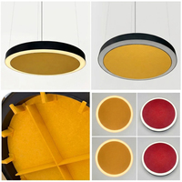 Lampe suspendue acoustique en feutre PET en gros, anneau lumineux LED insonorisant et anti-bruit pour projets de restaurants, OEM ODM