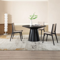 Table à Manger Ronde en Bois Noir au Design Nordique pour Salle à Manger Moderne, Capacité 4-8 Personnes, Plusieurs Tailles, Personnalisation OEM