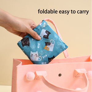 Impression personnalisée léger 190T polyester plié sac fourre-tout d'épicerie imprimé floral extensible sac à provisions pliant - Product Image 6