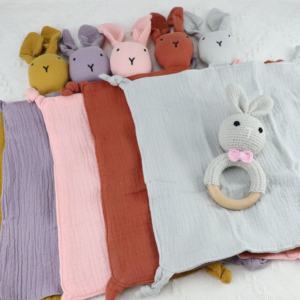 प्यारा पशु बंनी जैविक कपास मस्लिन बेबी कंबल-गैर विषैले ऑल-सीज़न यूरोपी शैली आराम टॉय - Product Image 2
