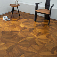 Parquet multicouche en bois massif de bouleau noir avec motif feuille de lotus, idéal pour la chaleur au sol des chambres