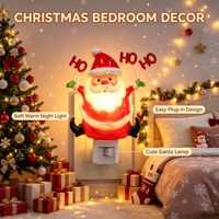 Luz Nocturna LED de Santa Claus HO HO HO, Giratoria 360°, Lámpara Cálida Suave, Decoración Navideña para el Hogar, Venta al Por Mayor, Regalo OEM