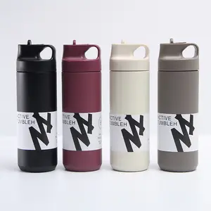 Japanese Style 304 Stainless Steel Thermal Drink Cup Insulated Water Bottle Thermos Vacuum Flask With Suction Nozzle Straw