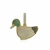 Collier tendance pour homme avec pendentif animal canard de dessin animé, entièrement pavé de zircons, style streetwear, vente en gros