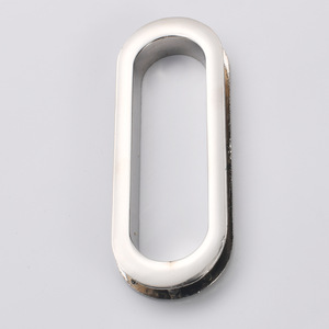Anillo de hebilla metálico ovalado plano de aleación de zinc plateado para bolsos y ropa - Product Image 2