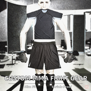 Ensemble de maillots et de spats MMA personnalisés pour adultes, extensibles, respirants et légers, avec impression par transfert thermique, Rash Guard BJJ pour Grappling NO GI Fight - Product Image 2