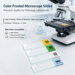 Portaobjetos de Microscopio con Recubrimiento de Color MEDONLY, 25x75x1.1mm, Imprimibles con Código QR, Extremo Esmerilado para Patología, Impresoras Láser e Inkjet Térmicas - Product Image 2
