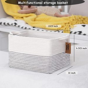 Panier de rangement <span class=keywords><strong>rectangulaire</strong></span> en corde de coton, directement de l'usine, pour la buanderie, les vêtements sales et les articles divers - Product Image 2