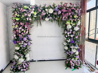 NIKA Décoration de mariage et d'événements, toile de fond florale en tissu, arche florale artificielle blanche de 8 pieds