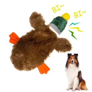 인터랙티브 삐걱 거리는 강아지 개 부드러운 플러시 장난감 무답한 야생 오리 동물 개 장난감