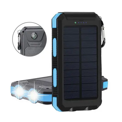 Waterproof Solar Power Bank 10000mah 20000mah Dual Usb Li-polymer Battery Charger Travel Solar Power Bank With Led Flashlight -