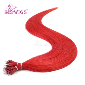 Extensiones de Cabello Humano Virgen K.SWIGS Rojo Brillante con Anillo Nano, Cutícula Alineada, Duraderas, Suaves, Reutilizables, Lisas, Naturales y Saludables - Product Image 3