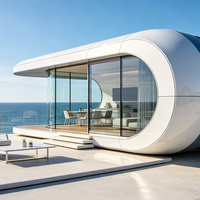 Capsule spatiale moderne haut de gamme, portable et détachable, avec terrasse, pour l'extérieur, maison préfabriquée intelligente pour complexe hôtelier
