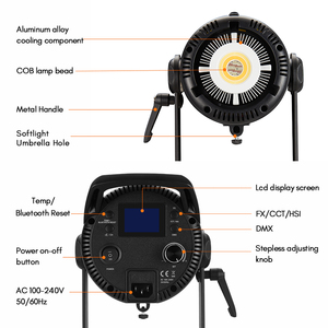 Tolifo <span class=keywords><strong>RGB</strong></span> <span class=keywords><strong>LED</strong></span> <span class=keywords><strong>COB</strong></span> X-180RGB 2700k-6500K 180W App DMX kiểm soát nhiếp ảnh video ánh sáng cho video và sáng tạo sản xuất phim - Product Image 6