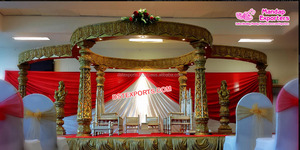Mandap de Fibra para Bodas de Ensueño, Decoración de Mandap de Fibra Tallada, Mandap Dorado para Bodas Indias Fusion - Product Image 6