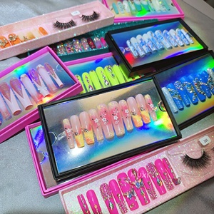 Ongles artificiels réutilisables et faux cils, design stiletto, capsules d'ongles à presser, cils 3D volumineux, kit de colle, coffret cadeau beauté pour les doigts - Product Image 3