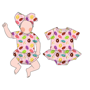 プロモーションセール竹カスタムプリント赤ちゃん幼児女の子ソフト半袖ドレスデザインOnesie Romper - Product Image 4