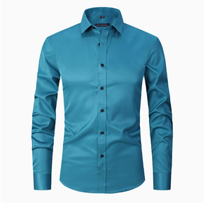 <span class=keywords><strong>Camisa</strong></span> Formal de <span class=keywords><strong>Hombre</strong></span> para Uso Diario, Diseño Nuevo, Sin Arrugas, Elástica, <span class=keywords><strong>Talla</strong></span> <span class=keywords><strong>Grande</strong></span>, Manga Larga, Moderna, de Color Sólido - Product Image 5