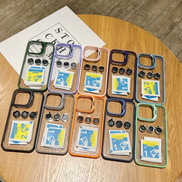 Phone Case for iPhone 17 Air Pro Max Stand With Holder Lens Protection PC Material with Camera Lens Glass Clear Cover