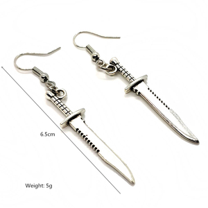 Trendz Fashion punk style ancient silver small dagger earrings - Product Image 4