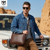 Maletín de Cuero para Hombre Marca BULLCAPTIAN, Bolso Bandolera Multifuncional, Portaordenador de 15 Pulgadas, Bolso de Mano de Gran Capacidad para Negocios