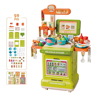 Chariot de cuisine miniature pour jeu d'imitation, 59 pièces, ensemble de jeu de cuisine et de salle à manger pour enfants, pour tout-petits