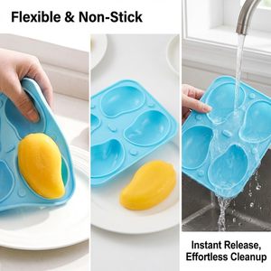 Molde de Silicona 3D con Forma de Mango, Doble Color, 4 Cavidades, Duradero, Antiadherente, <span class=keywords><strong>para</strong></span> Decoración de Pasteles, Postres y Mousse - Product Image 4