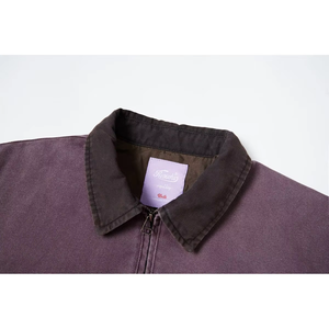 Grosir Jaket pria kualitas tinggi jaket kerja kanvas berat Logo kustom kerah kontras jaket Bomber pakaian tahan angin musim dingin - Product Image 6