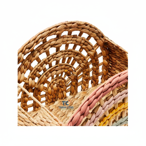 Cesta de almacenamiento semicircular de alta calidad, tela de algodón duradera, mimbre, arcoíris, ratán tejido para el hogar, cocina, comida, baño, joyería - Product Image 1