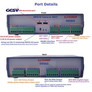 Module GPIO 26 canaux ESP32-S3 <span class=keywords><strong>ESPHome</strong></span> Home Assistant Automatisation de la maison intelligente <span class=keywords><strong>Ethernet</strong></span> Wifi RS485 Relais Contrôleur MOS ESS3A22 - Product Image 4