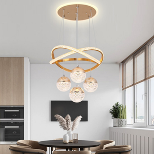 Lámpara Colgante Circular Acrílica Contemporánea para Sala de Estar Moderna, Lámpara de Araña <span class=keywords><strong>LED</strong></span> de Tamaño Mediano <span class=keywords><strong>con</strong></span> <span class=keywords><strong>Luces</strong></span> Colgantes Lineales - Product Image 5