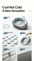 Lit pour animaux de compagnie portable, nid ovale, doublure en maille à bulles rafraîchissante, extérieur en PU imperméable, lit pour chat et chien doux et lavable pour le repos en intérieur